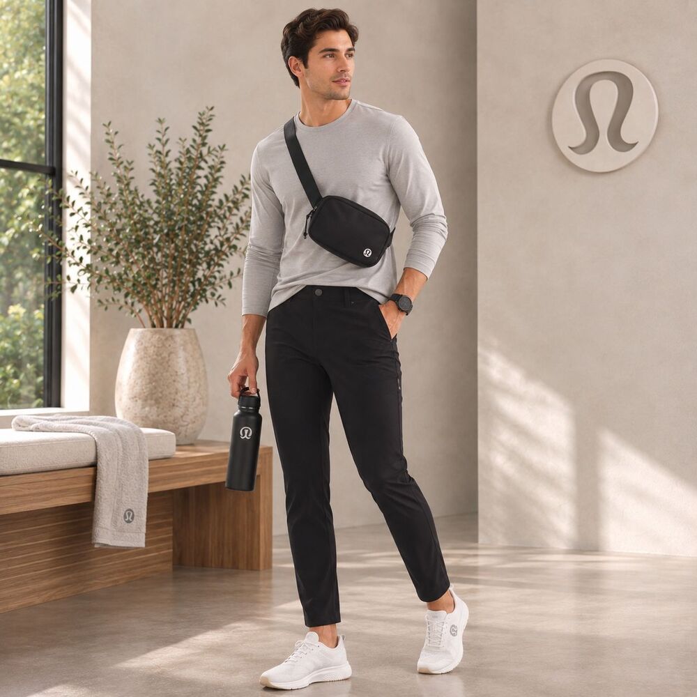 LULULEMON ABC Men's Pants 32 Black Stretch Pockets Athleisure LM5ADAS